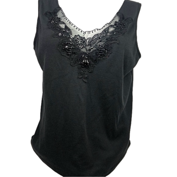 Beautiful Black Fancy Tank Top - Picture 3 of 6
